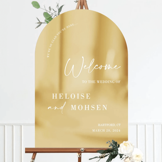 Custom Welcome Sign - Elegant Acrylic Mirror with Gold Accent, Perfect for Weddings & Events - giftyourways