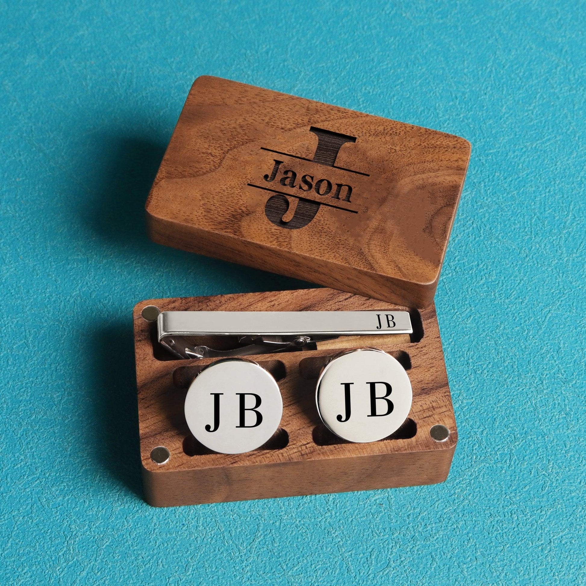 Groomsman Cufflinks Set with Tie Clip – Personalized Cufflinks for Groomsmen - giftyourways