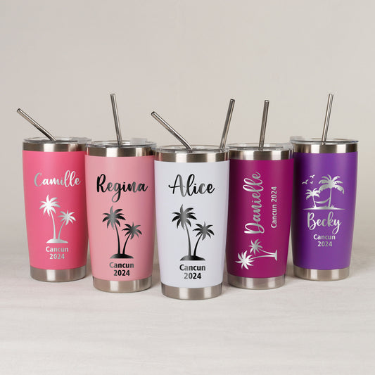 Personalized 20oz Palm Tree Tumbler - Bridesmaid Gift & Travel Mug - giftyourways