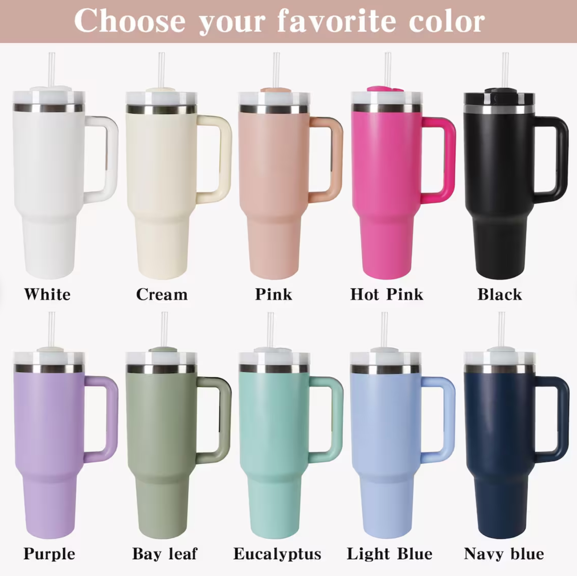 Personalized Birth Flowers 40oz Tumbler - Stainless Steel Tumblers With Straw Handle - giftyourways