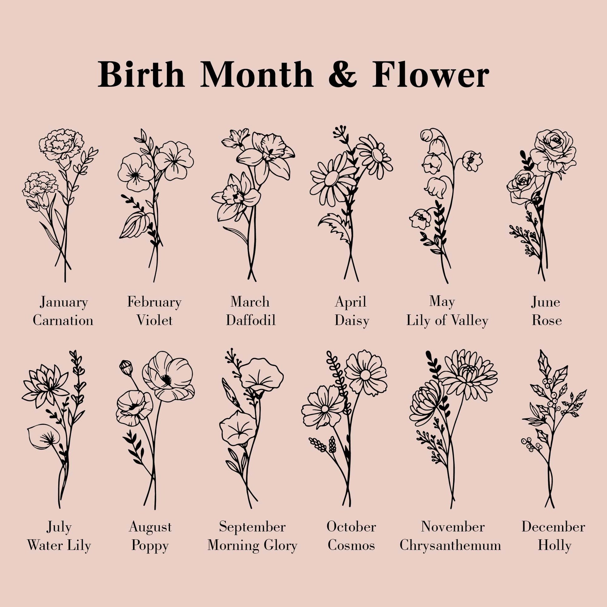 Personalized Birth Flower 40oz Tumbler - Birthday Gift & Mother's Gift - giftyourways