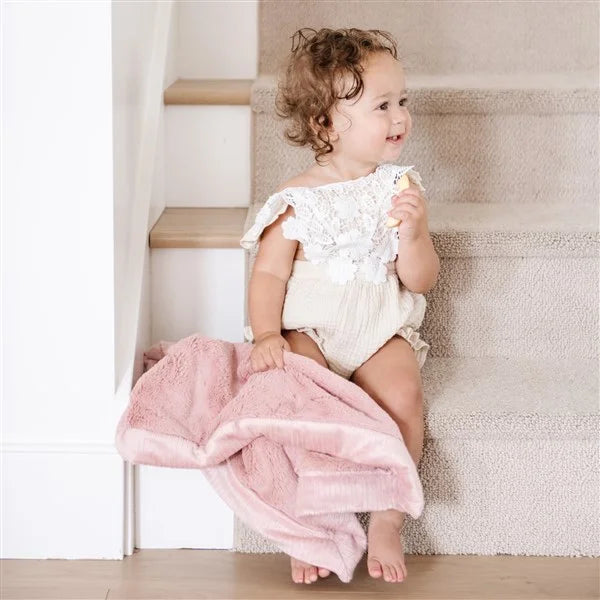 Personalized Embroidered Mini Blanket 15" x 20" - Pink - giftyourways