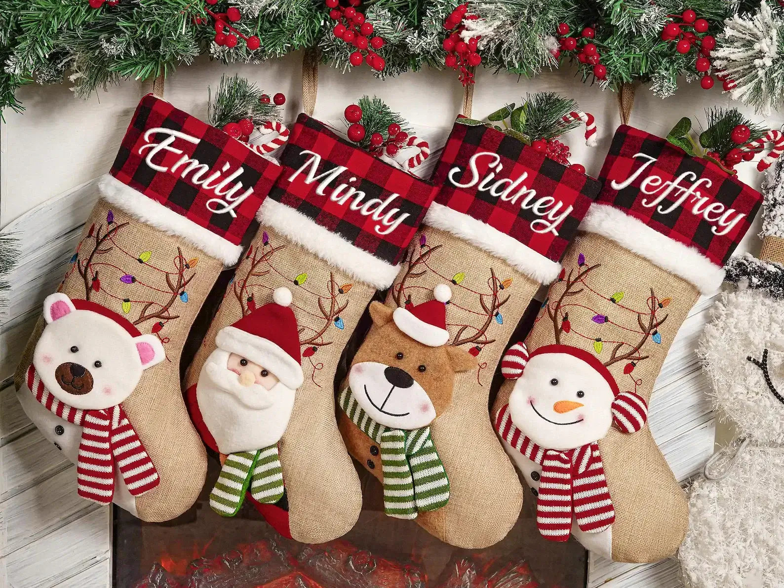 Personalized Christmas Stockings | Custom 3D Holiday Stockings with Embroidered Names