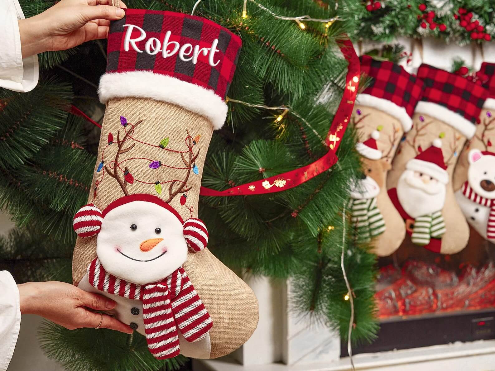 Personalized Christmas Stockings | Custom 3D Holiday Stockings with Embroidered Names