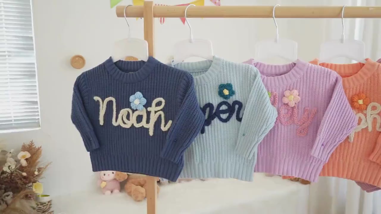 Custom Embroidered Baby Name Sweater – Light & Soft Personalized Gift
