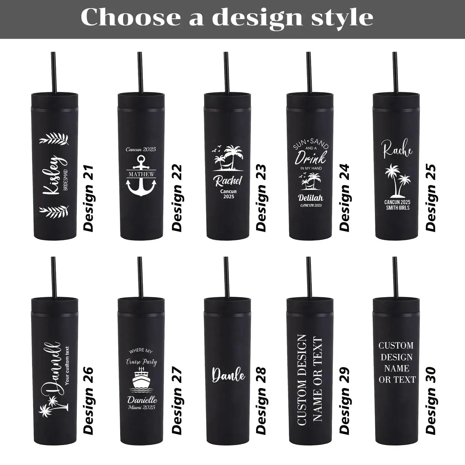 Personalized Skinny Tumbler with Straw – Bridesmaid Gift Idea