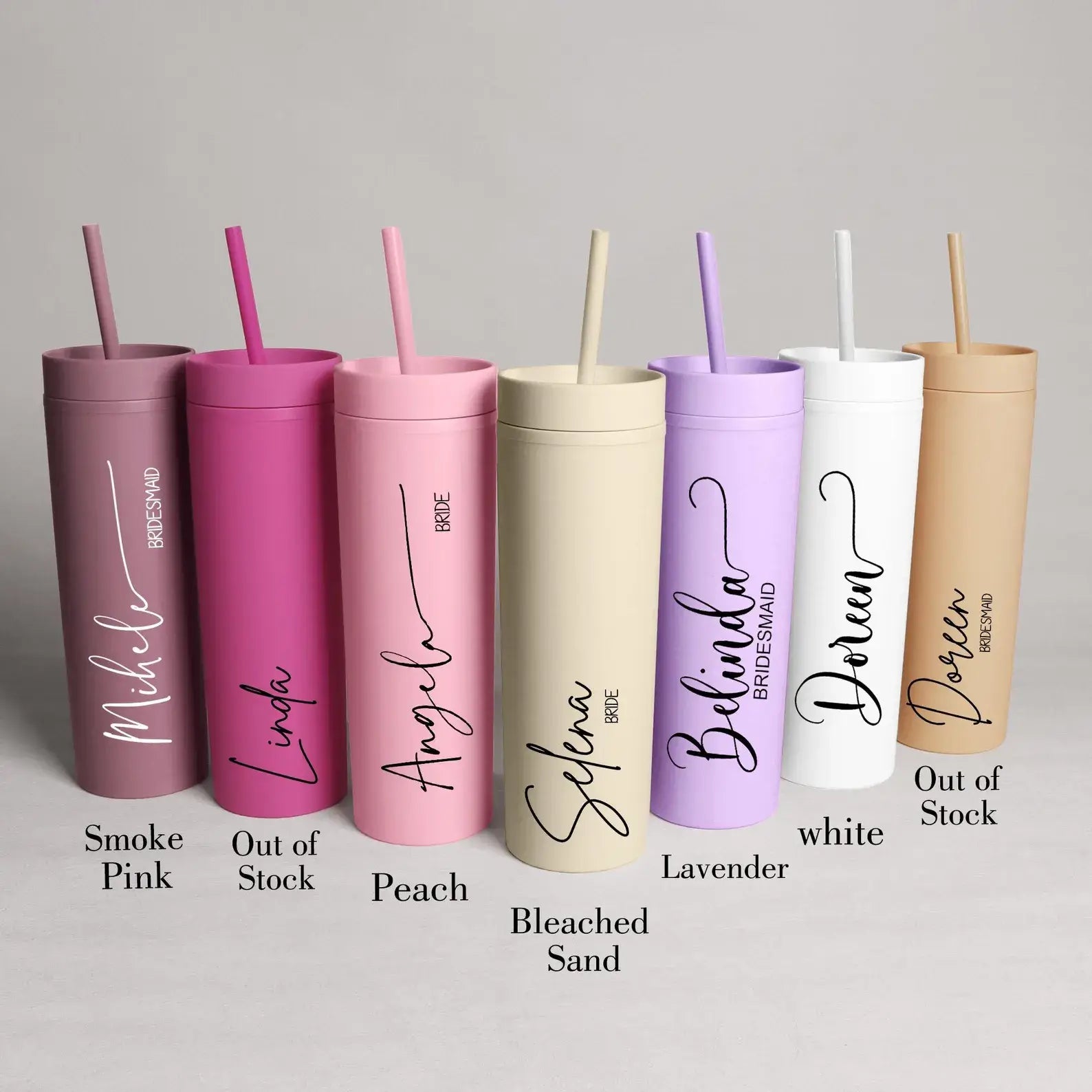 Personalized Skinny Tumbler with Straw – Bridesmaid Gift Idea