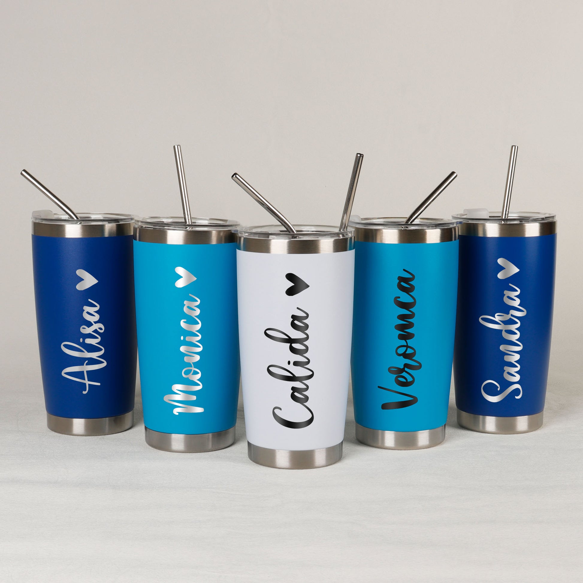 Personalized 20 oz Stainless Steel Tumbler with Straw, Bridesmaid Proposal Gift - giftyourways