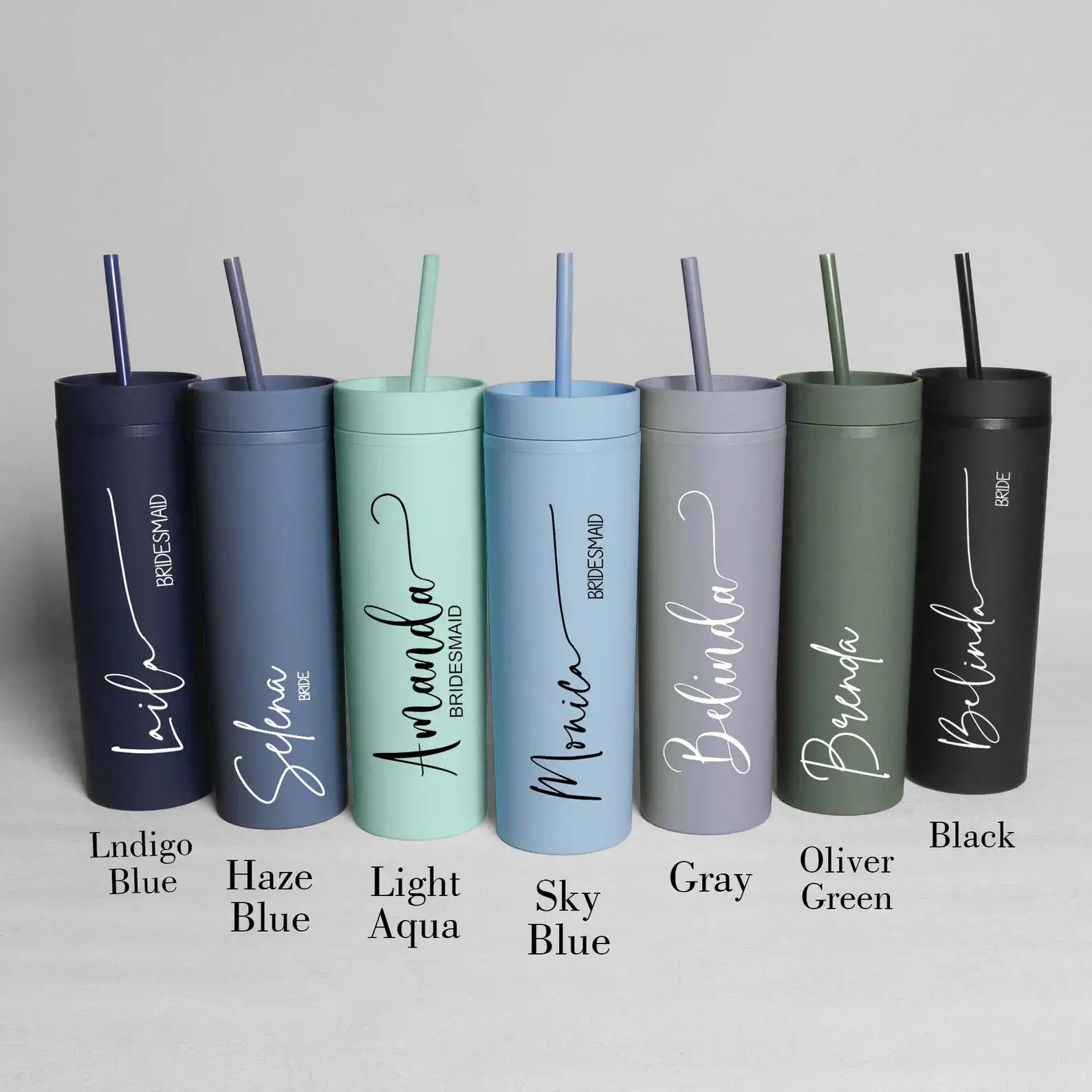 Personalized Skinny Tumbler with Straw – Bridesmaid Gift Idea