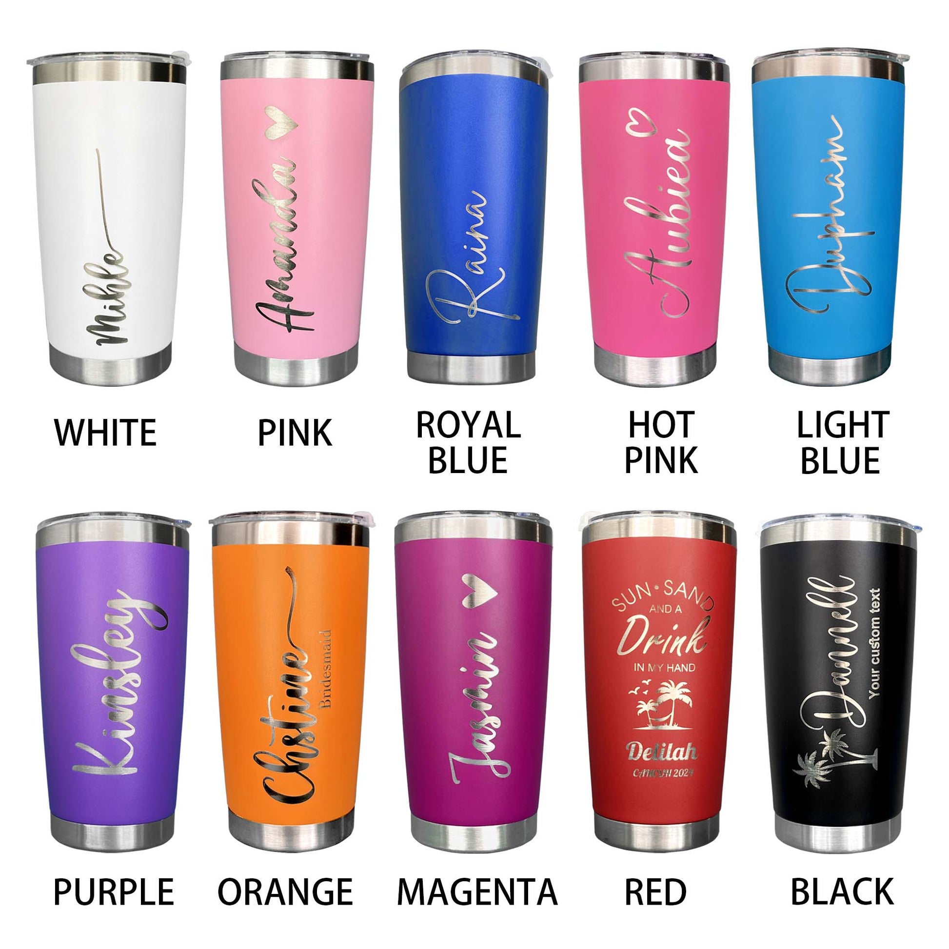 Personalized 20 oz Stainless Steel Tumbler with Straw, Bridesmaid Proposal Gift - giftyourways