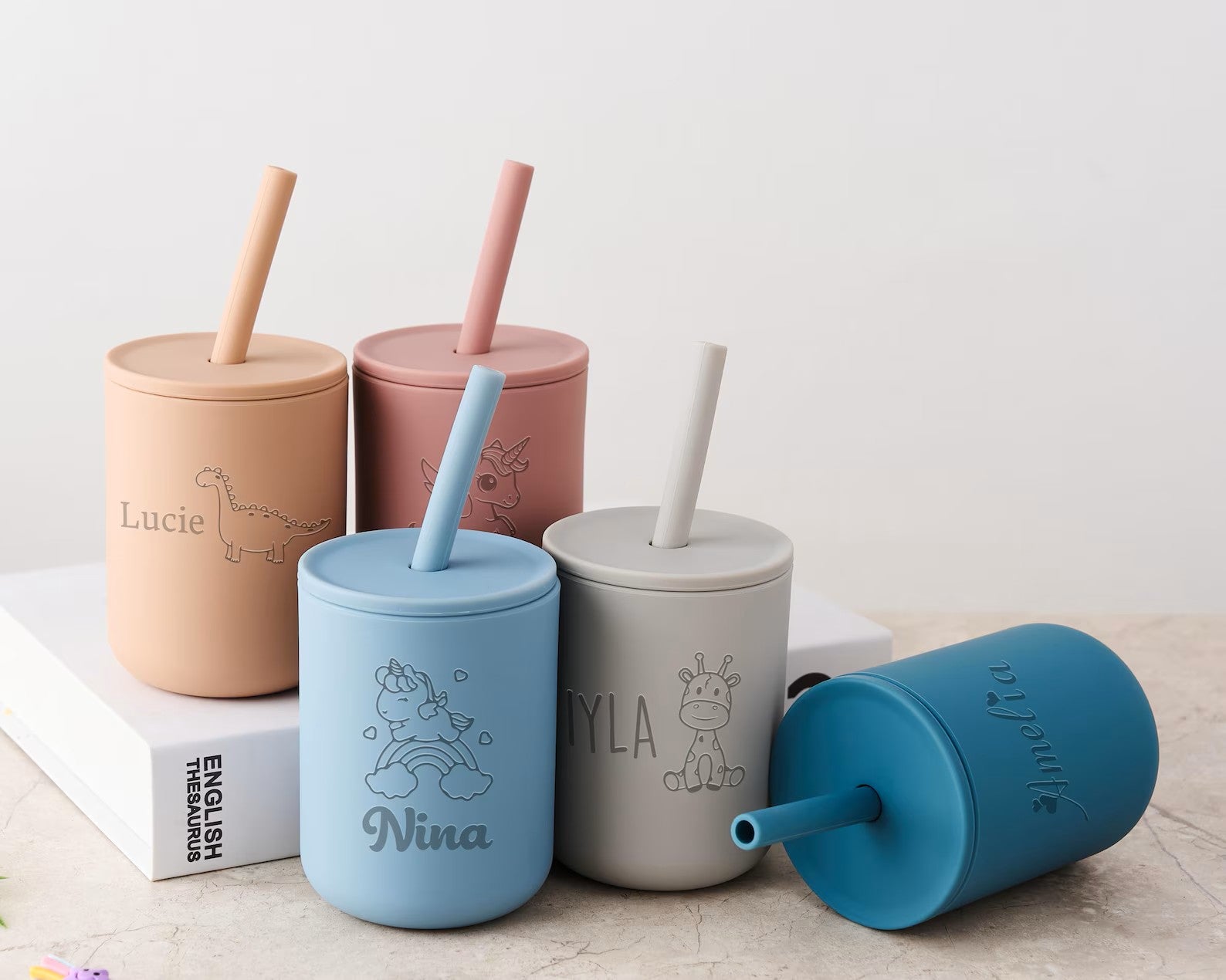 7oz Custom Silicone Cup for Toddlers - Leak-Proof Straw Tumbler, Perfect Baby Gift