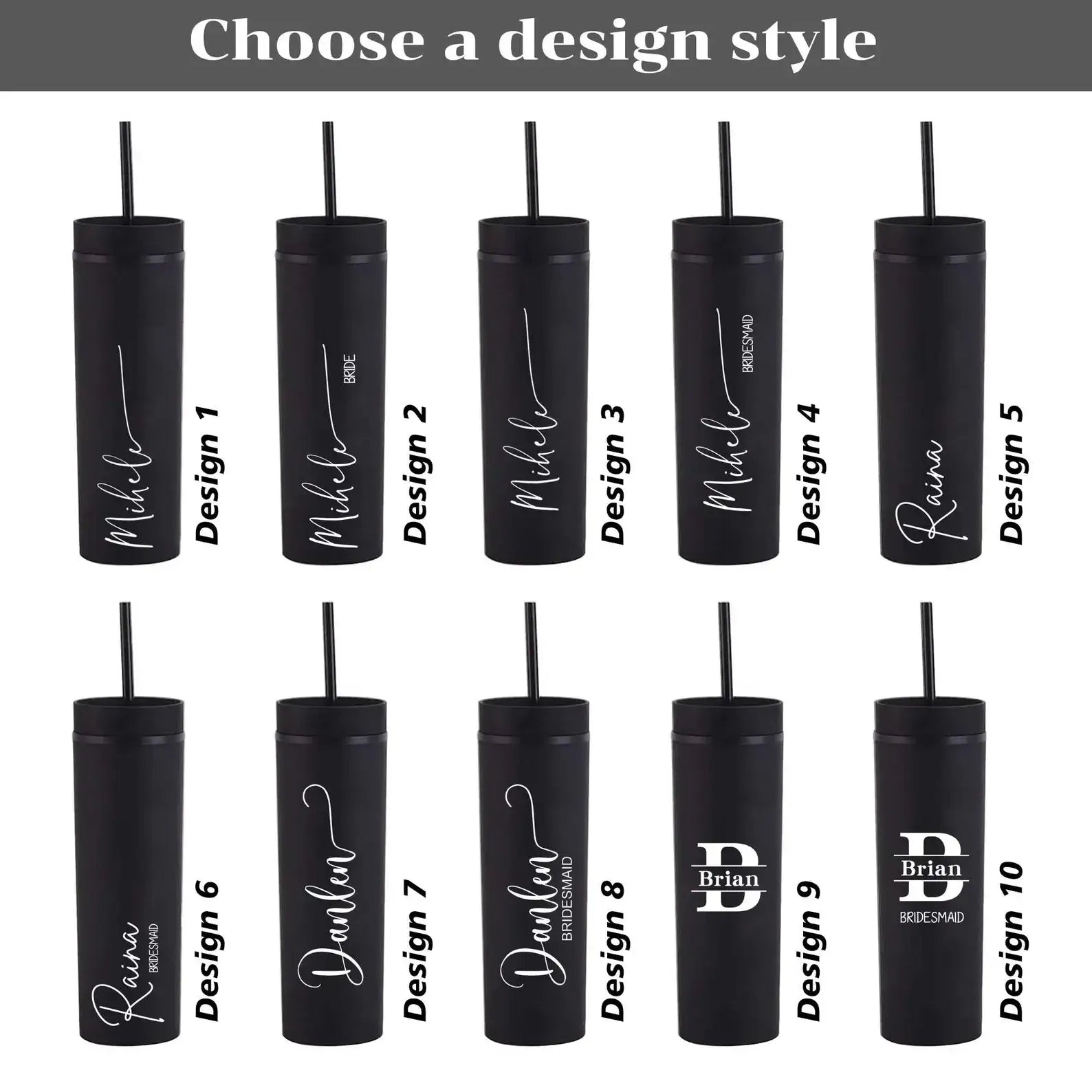 Personalized Skinny Tumbler with Straw – Bridesmaid Gift Idea