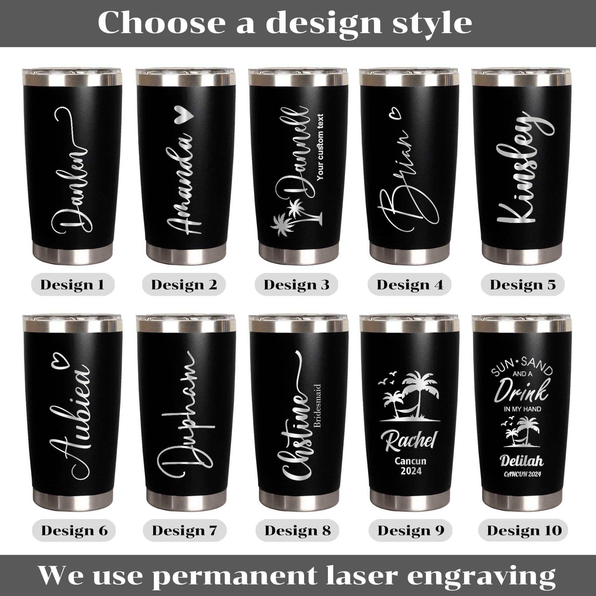Personalized 20 oz Stainless Steel Tumbler with Straw, Bridesmaid Proposal Gift - giftyourways