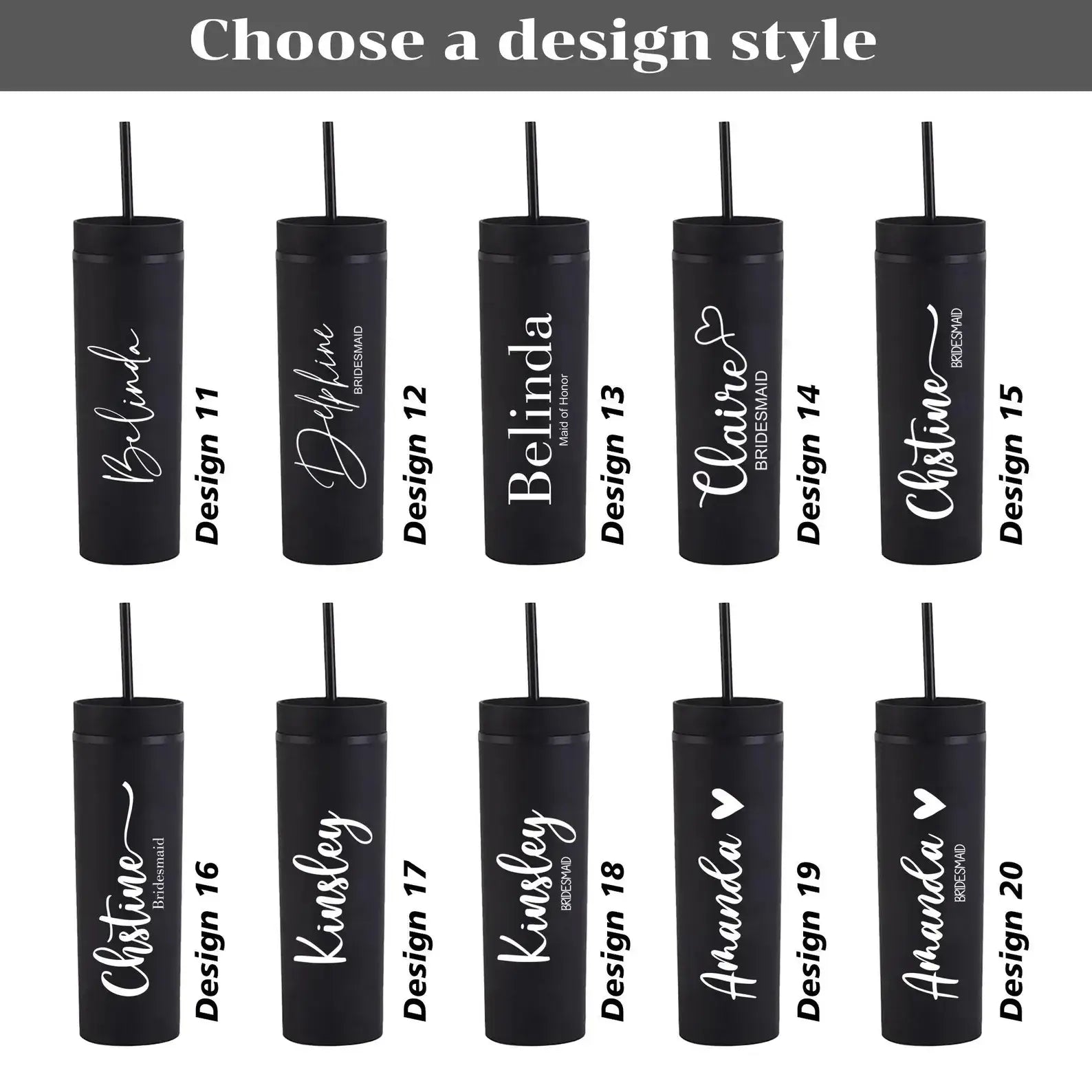 Personalized Skinny Tumbler with Straw – Bridesmaid Gift Idea