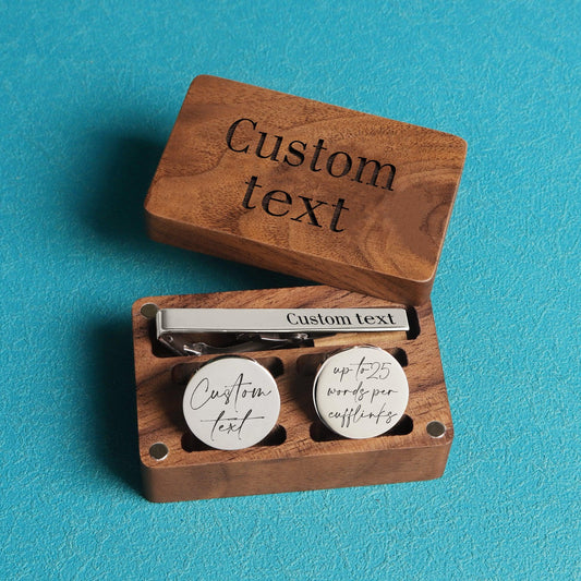 Custom Engraved Cufflink Set for Men - Personalized Wedding, Birthday, Anniversary Gift - giftyourways
