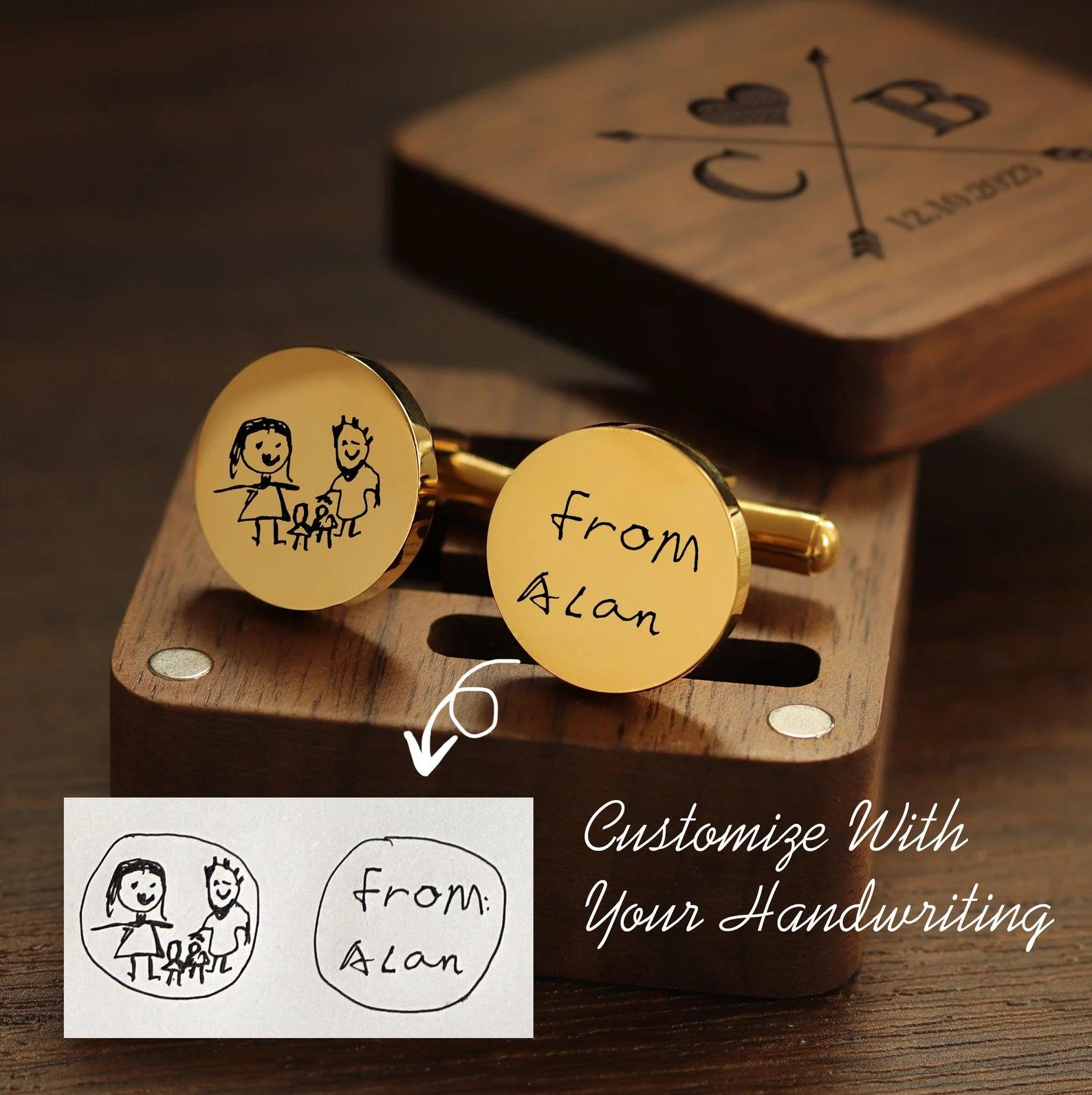 Custom Handwritten Cufflinks Set - Personalized Cufflinks for Any Occasions - giftyourways