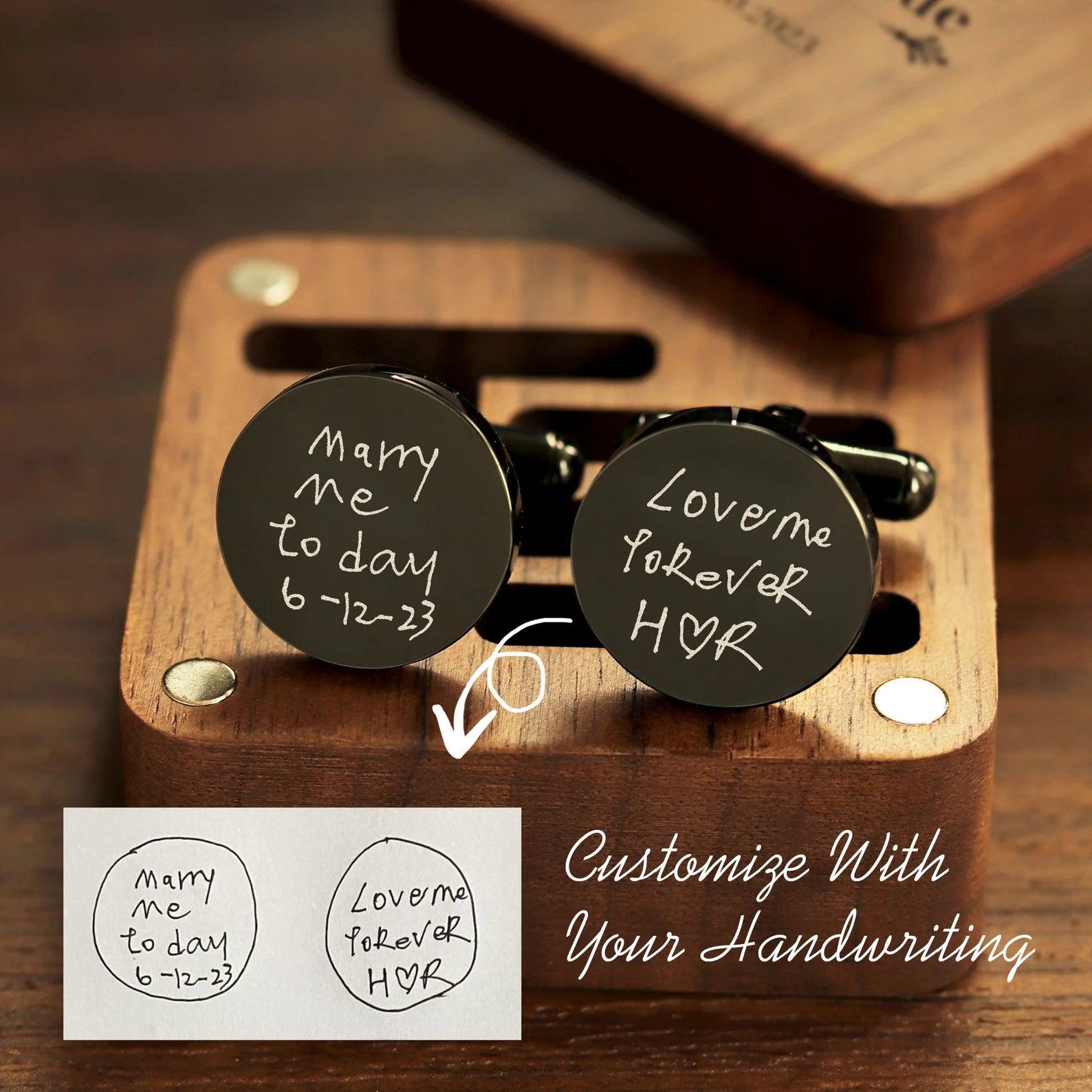 Custom Handwritten Cufflinks Set - Personalized Cufflinks for Any Occasions - giftyourways
