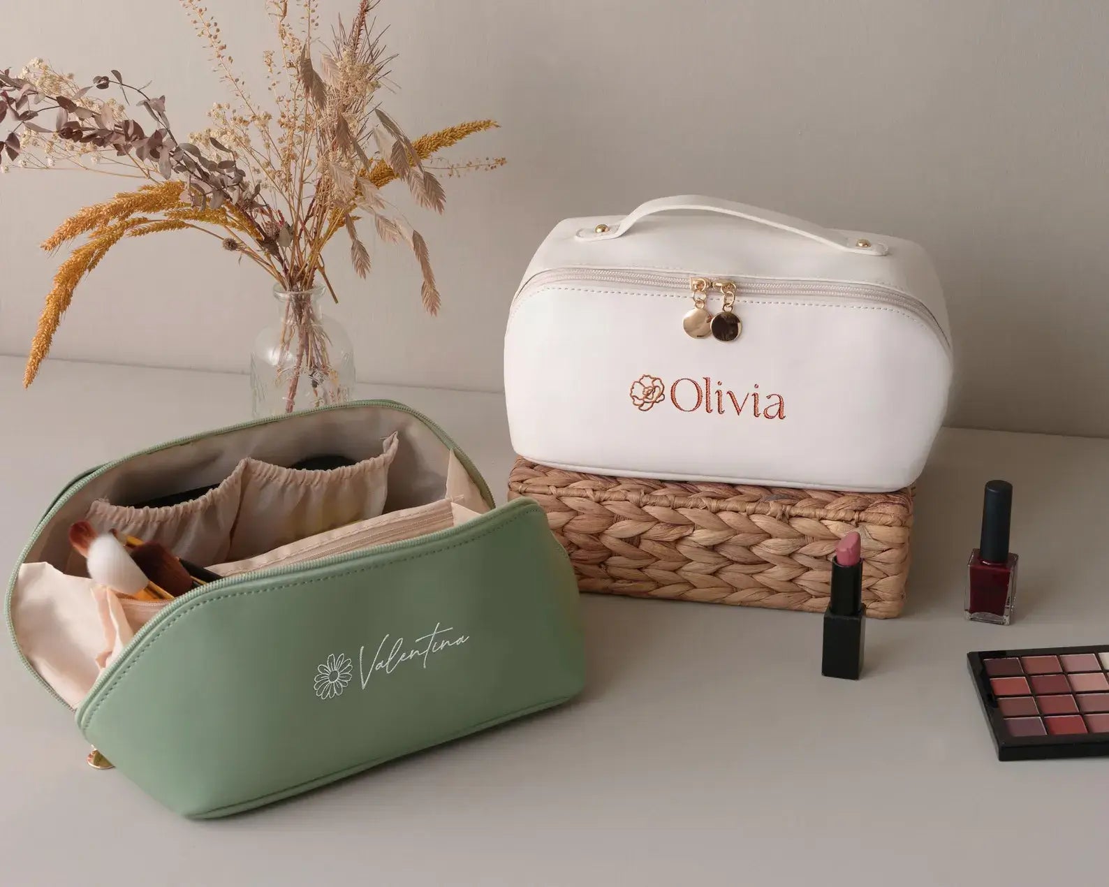 Custom Leather Makeup Bag - Personalized  Cosmetic Bag for Travel & Daily Use - giftyourways