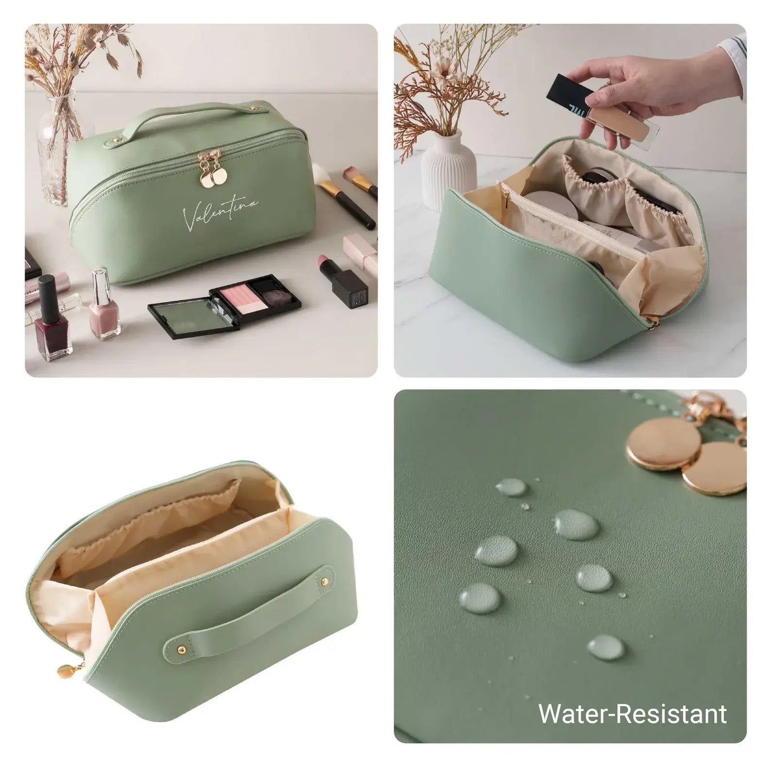 Custom Leather Makeup Bag - Personalized  Cosmetic Bag for Travel & Daily Use - giftyourways