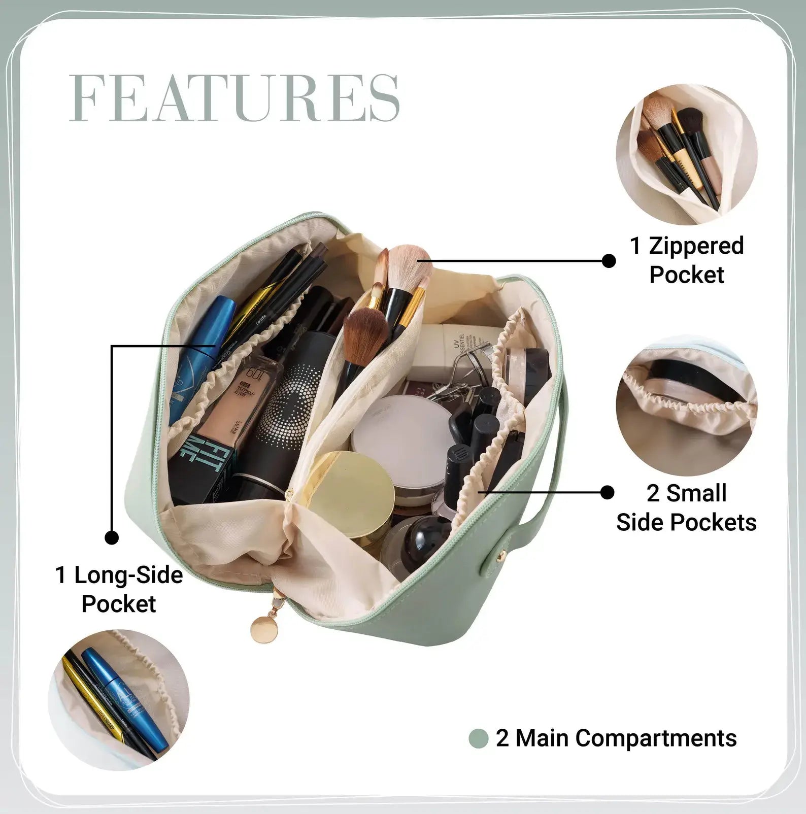 Custom Leather Makeup Bag - Personalized  Cosmetic Bag for Travel & Daily Use - giftyourways
