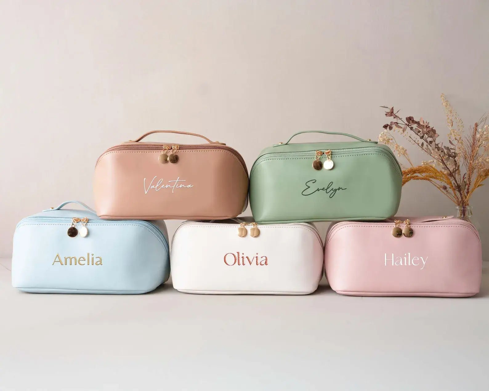 Custom Leather Makeup Bag - Personalized  Cosmetic Bag for Travel & Daily Use - giftyourways