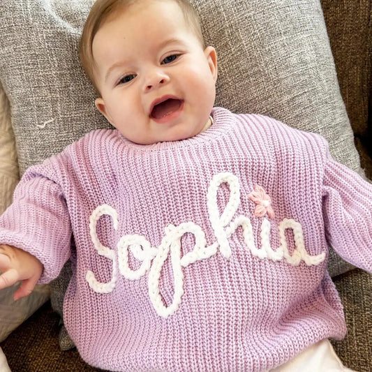 Custom Embroidered Baby Name Sweater 
