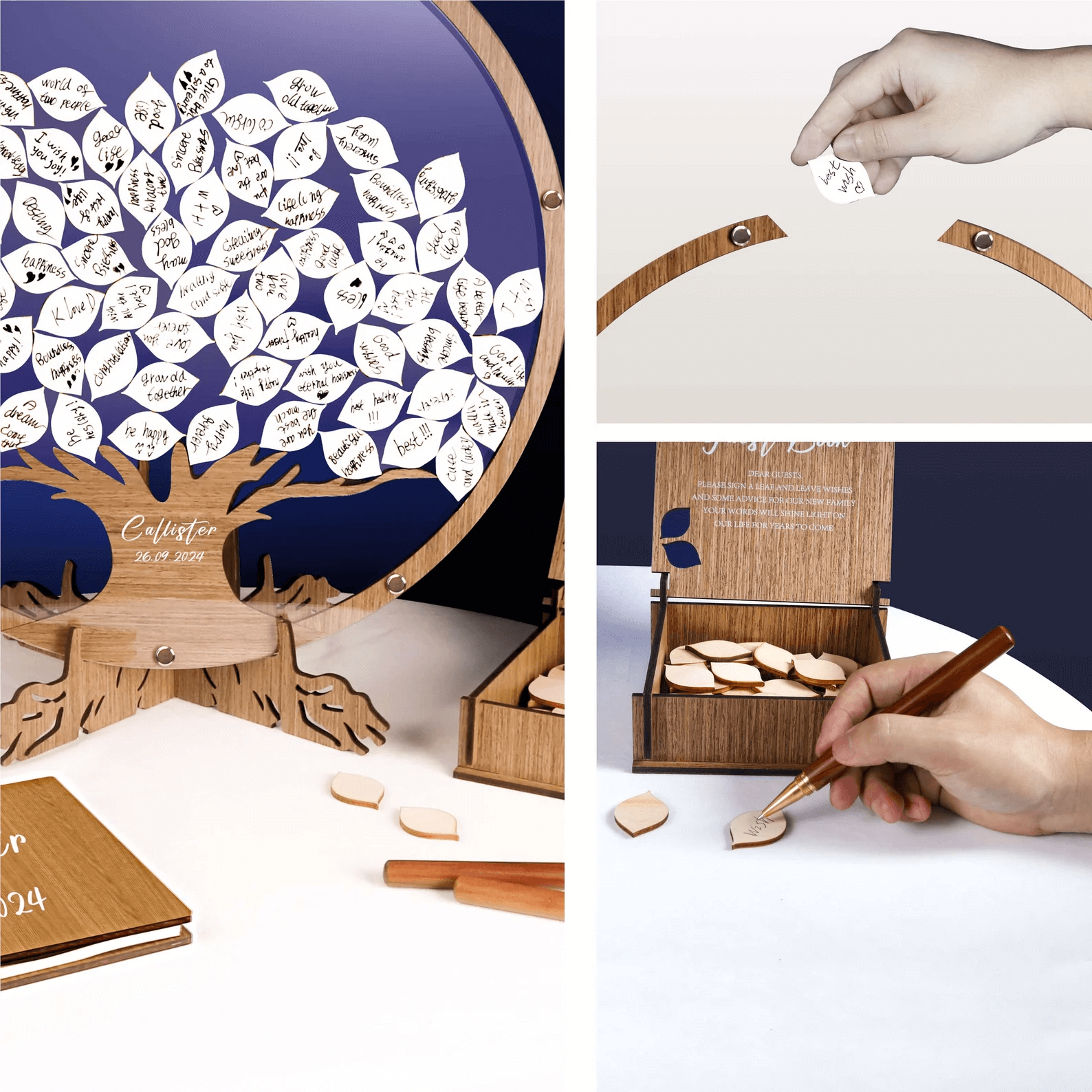 Family Tree Guest Book - Unique Wedding Guest Book Alternative with Personalized Leaves - giftyourways