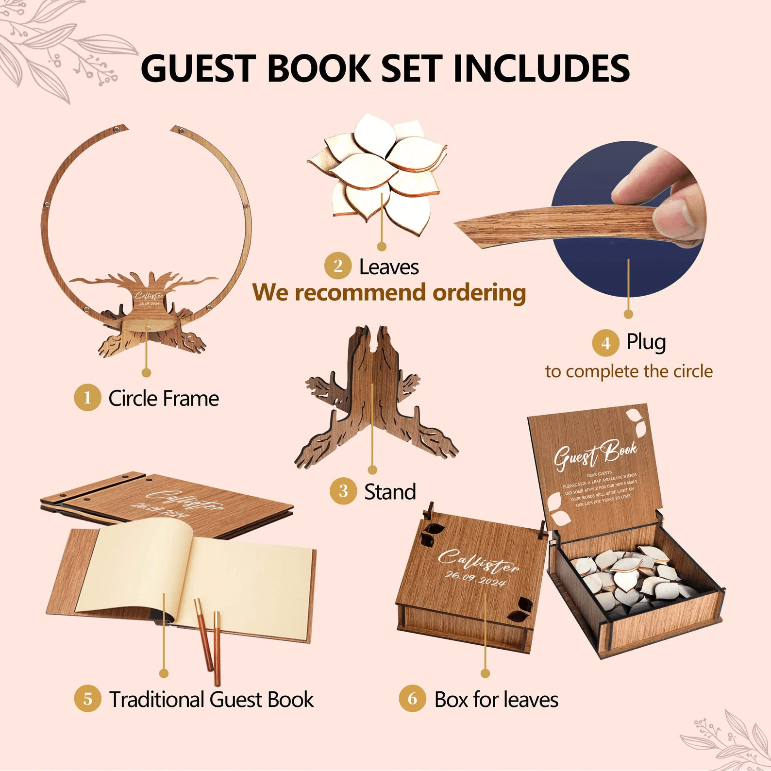 Family Tree Guest Book - Unique Wedding Guest Book Alternative with Personalized Leaves - giftyourways