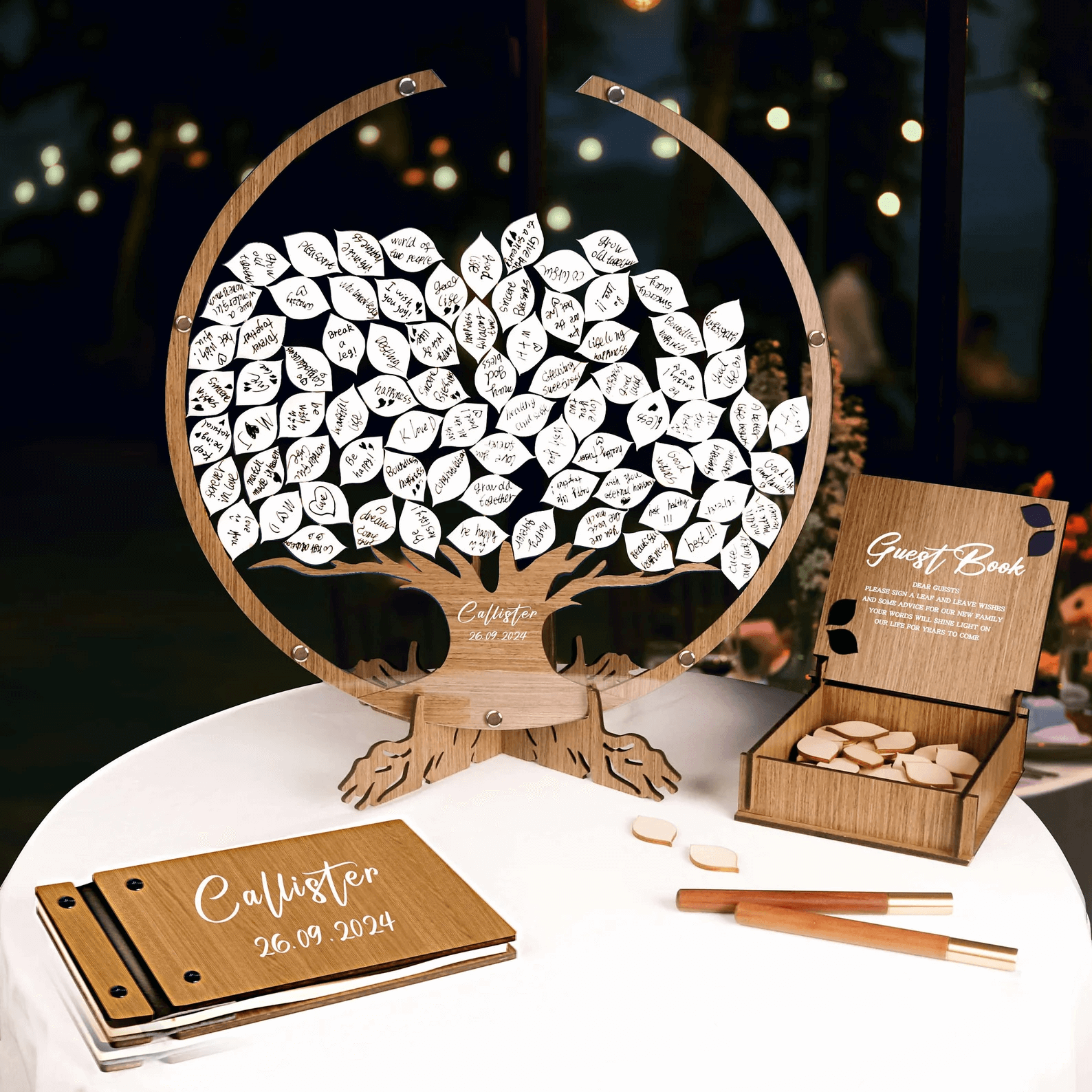 Family Tree Guest Book - Unique Wedding Guest Book Alternative with Personalized Leaves - giftyourways