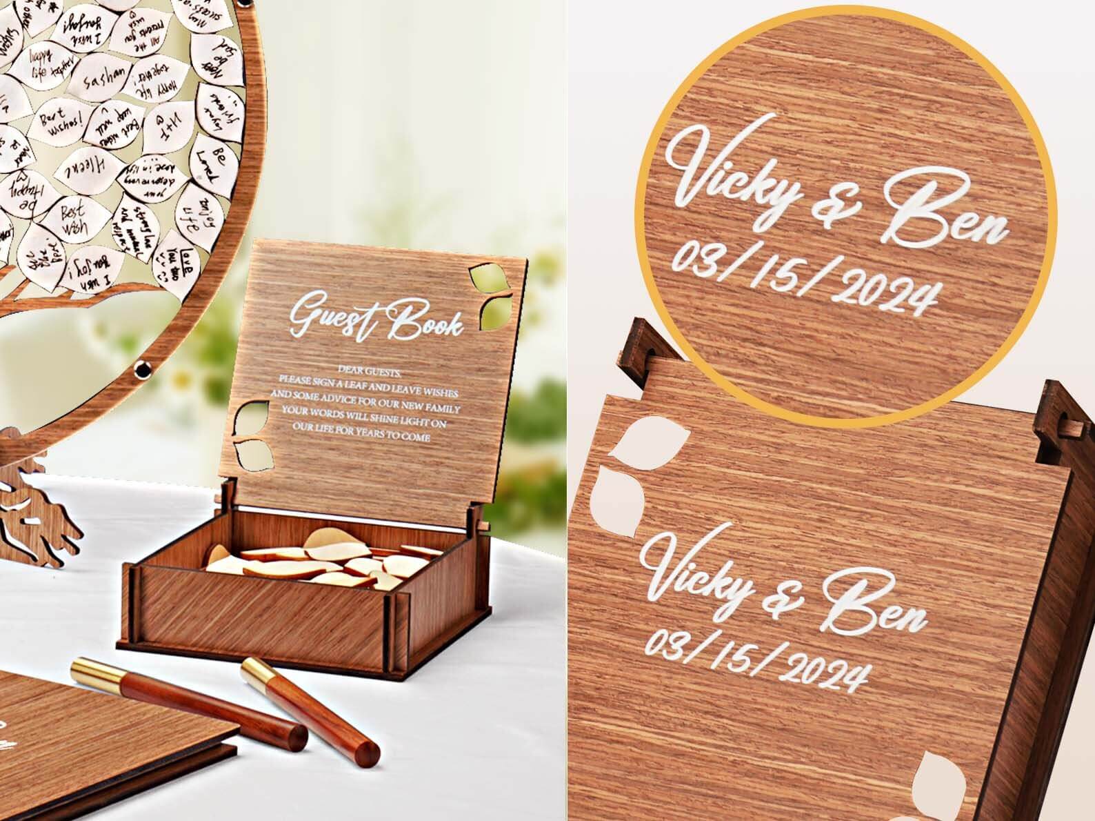 Family Tree Guest Book - Unique Wedding Guest Book Alternative with Personalized Leaves - giftyourways