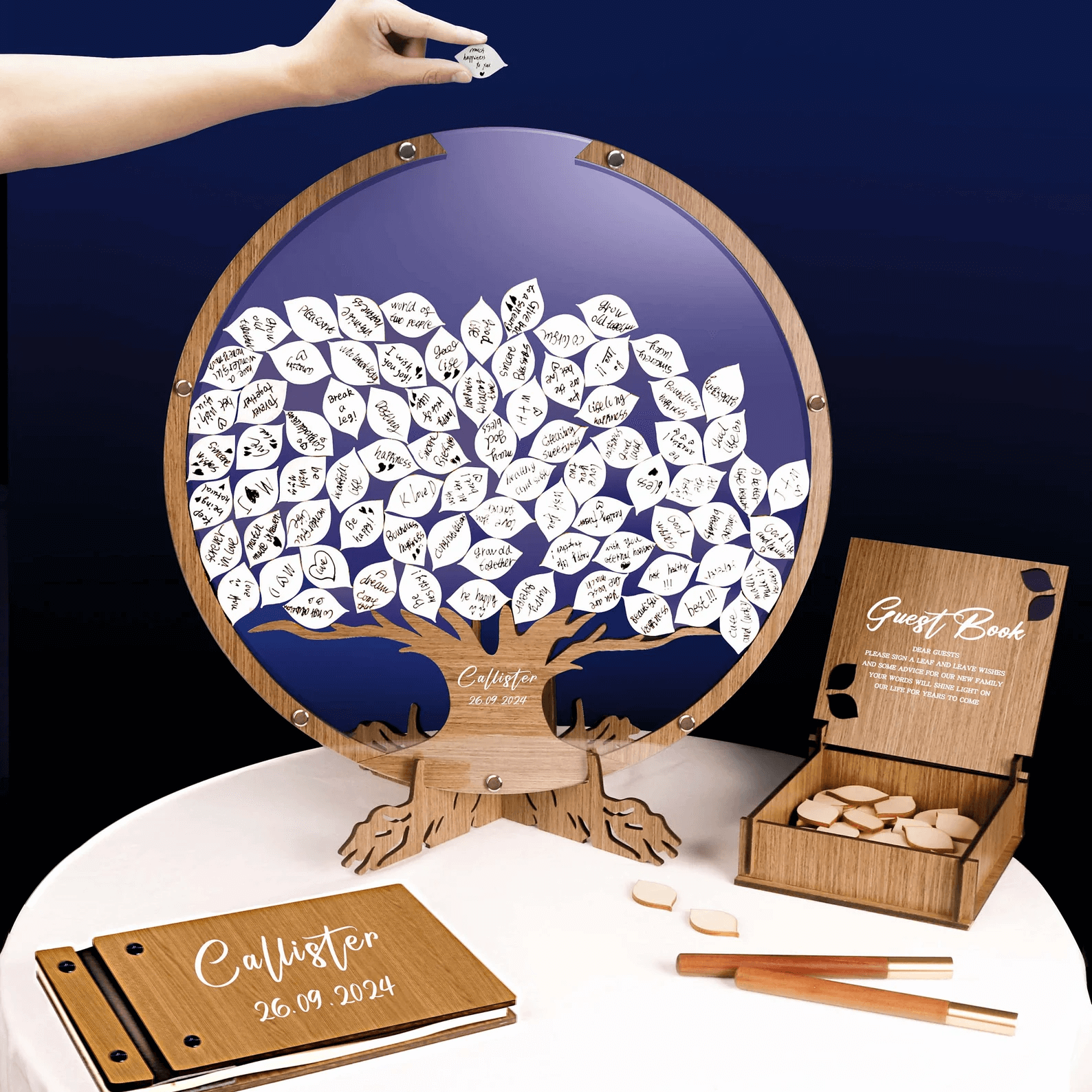 Family Tree Guest Book - Unique Wedding Guest Book Alternative with Personalized Leaves - giftyourways