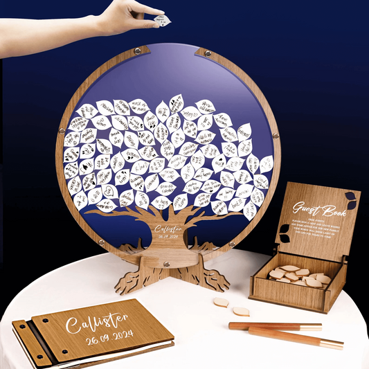 Family Tree Guest Book - Unique Wedding Guest Book Alternative with Personalized Leaves - giftyourways