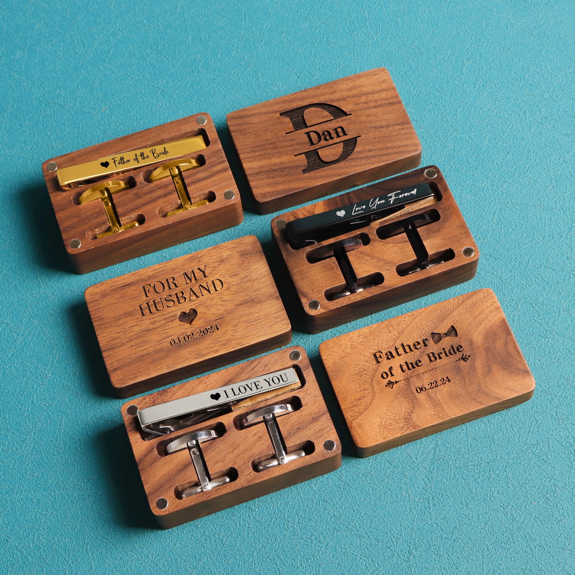 Forever Your Little Girl - Personalized Cufflinks & Tie Clip Set for Dad, Weddings & Special Occasions - giftyourways