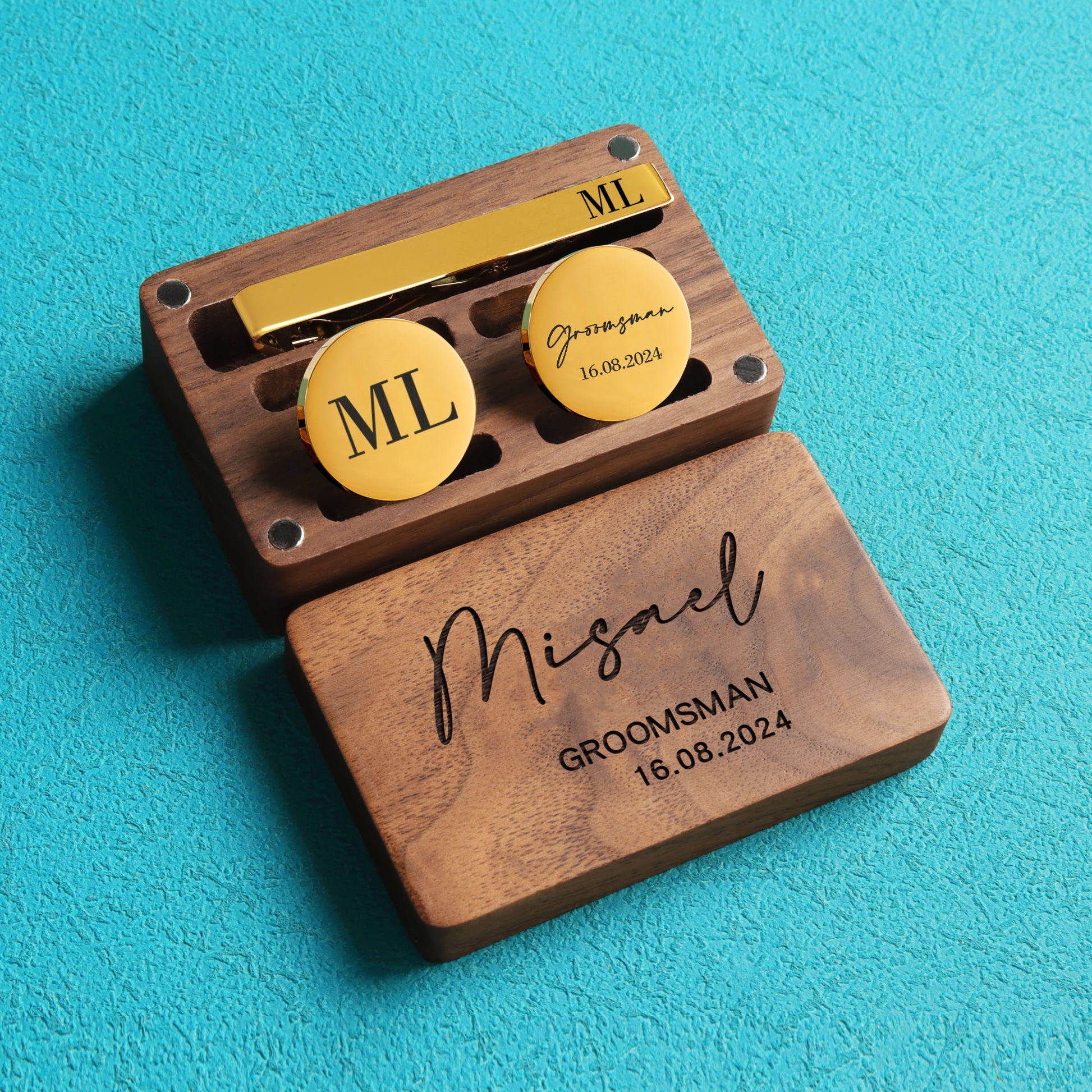 Groomsman Cufflinks Set with Tie Clip – Personalized Cufflinks for Groomsmen - giftyourways