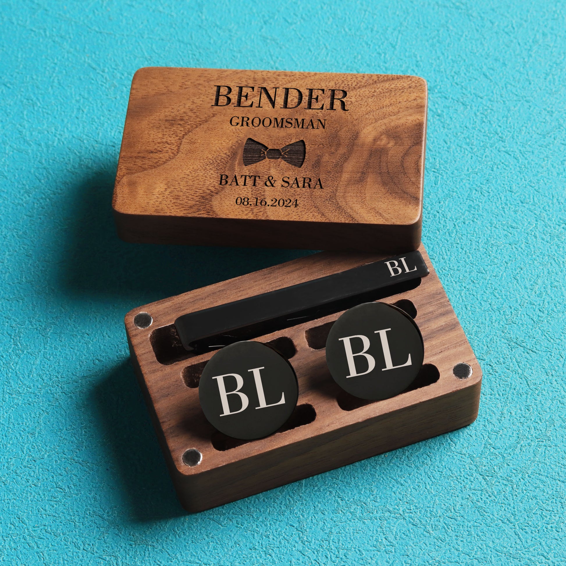 Groomsman Cufflinks Set with Tie Clip – Personalized Cufflinks for Groomsmen - giftyourways
