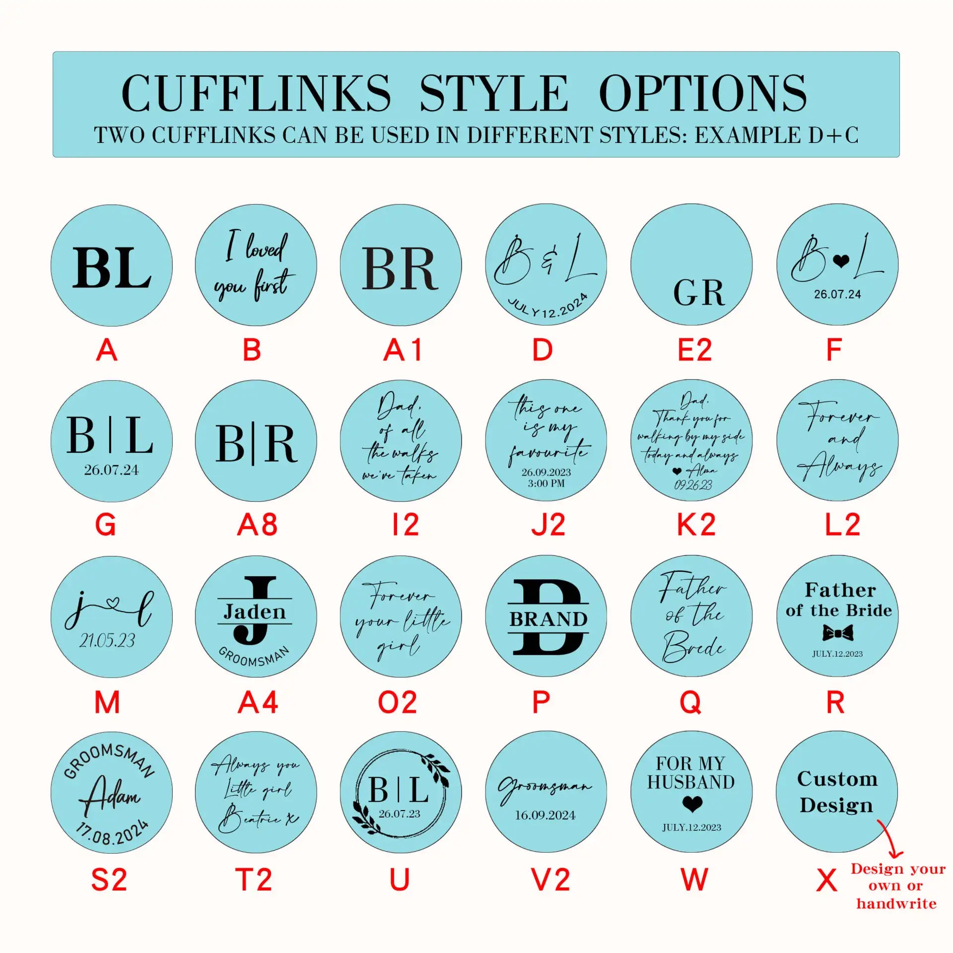 Groomsman + Initials - Cufflinks Set - giftyourways