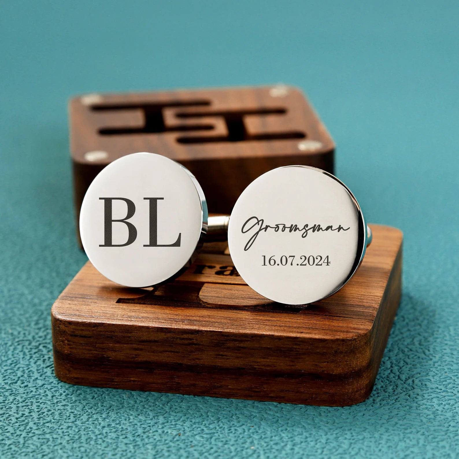 Groomsman + Initials - Cufflinks Set - giftyourways