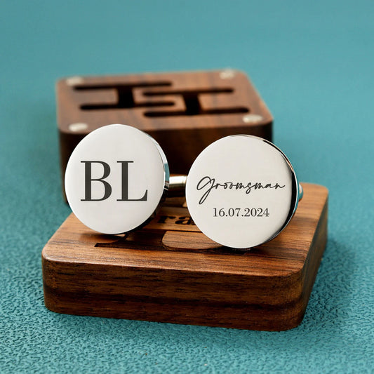 Groomsman + Initials - Cufflinks Set - giftyourways