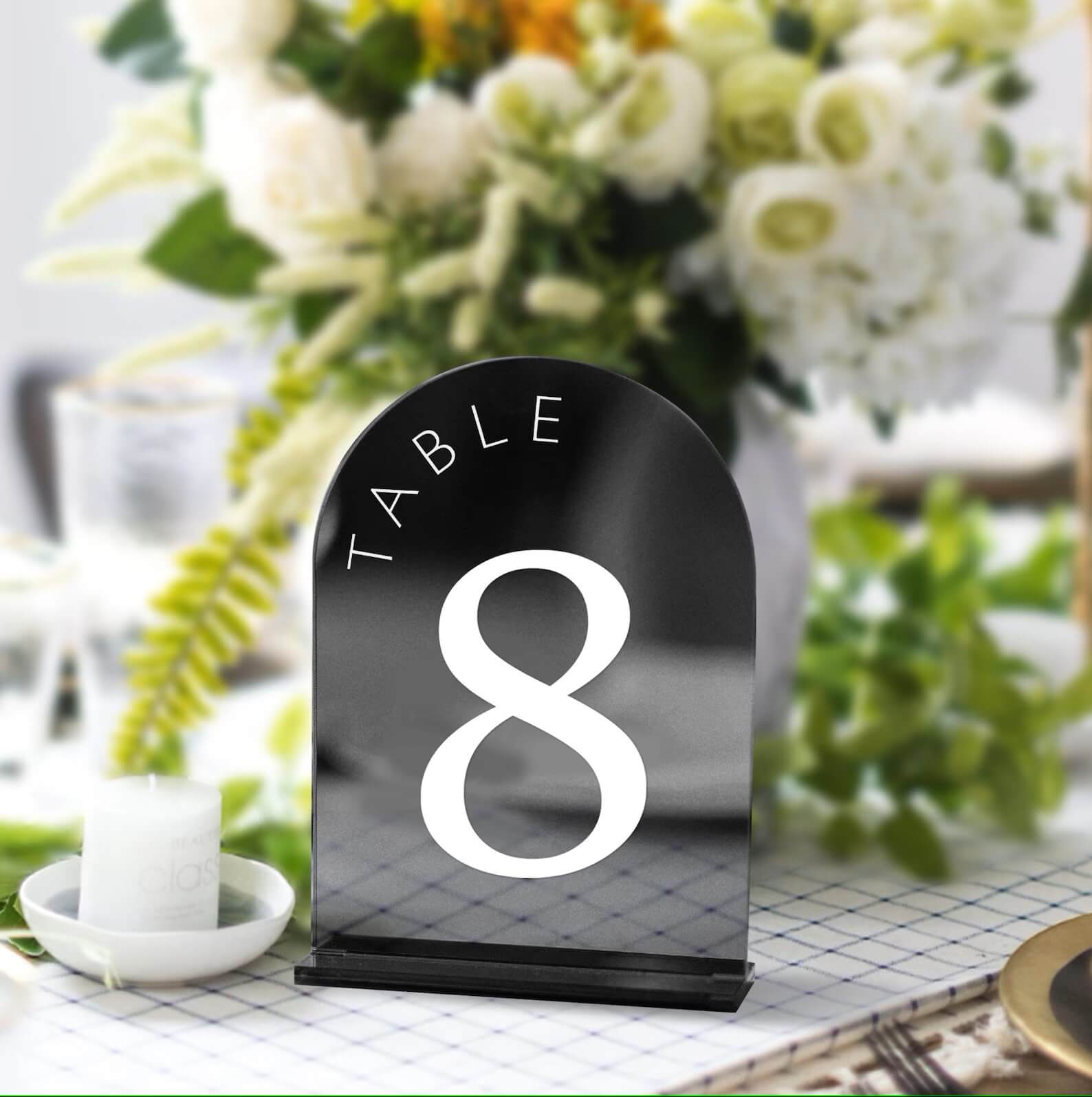 Mirror Arch Acrylic Table Number - giftyourways