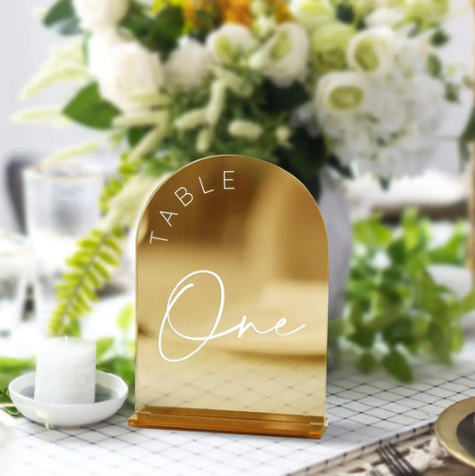 Mirror Arch Acrylic Table Number - giftyourways