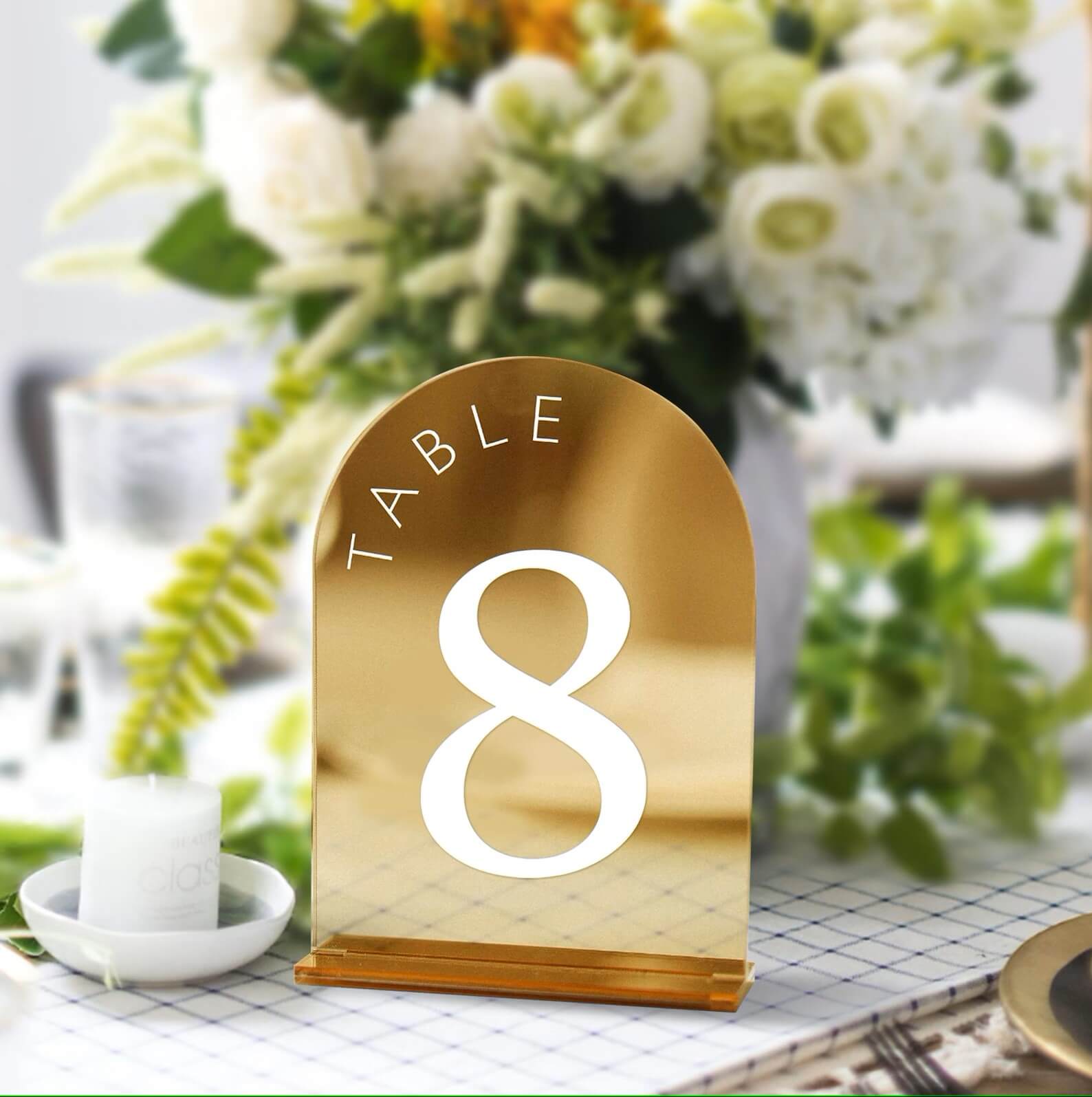 Mirror Arch Acrylic Table Number - giftyourways