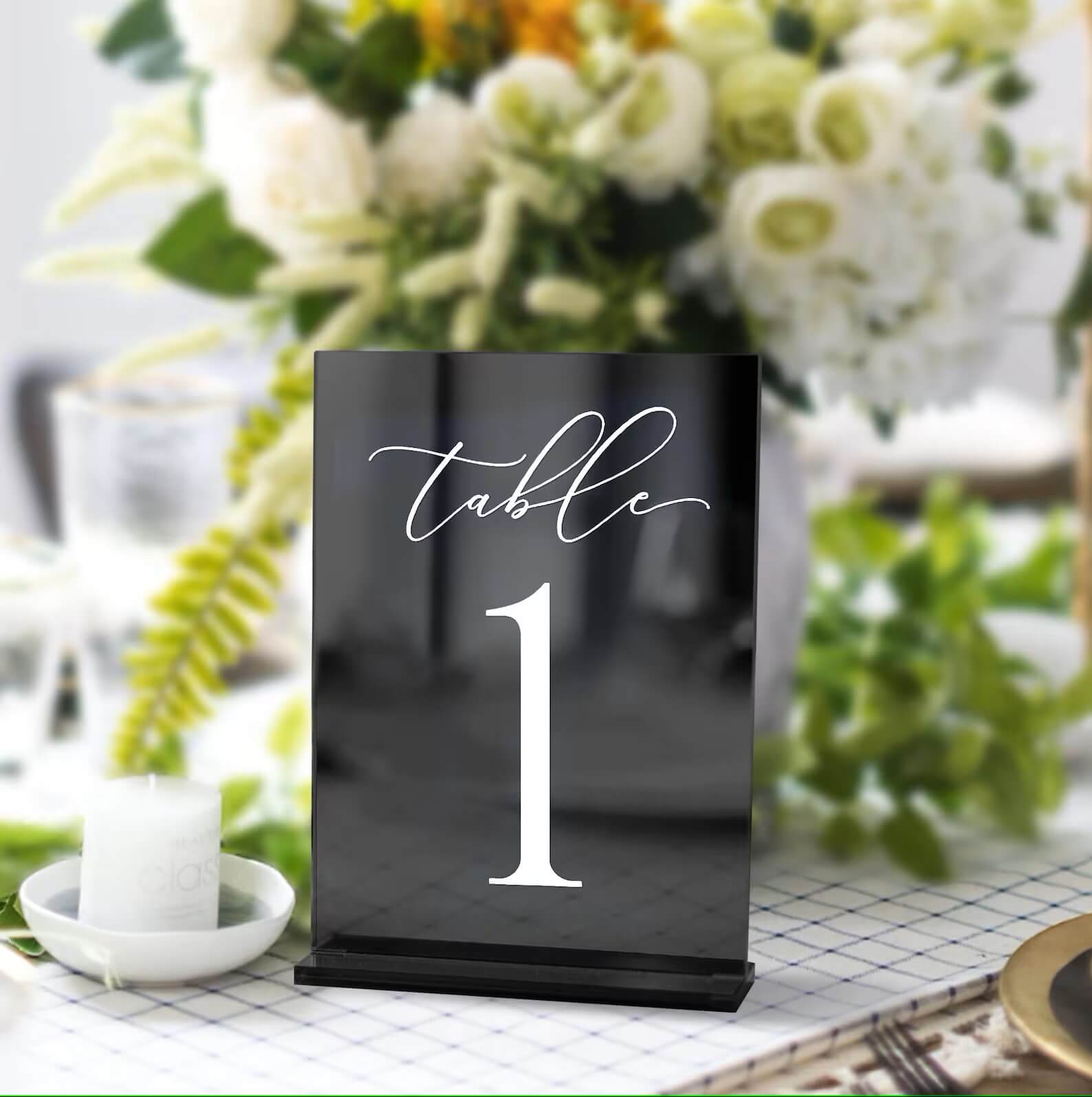 Mirror Square Acrylic Table Numbers - Elegant Wedding Table Numbers with Reflective Finish - giftyourways