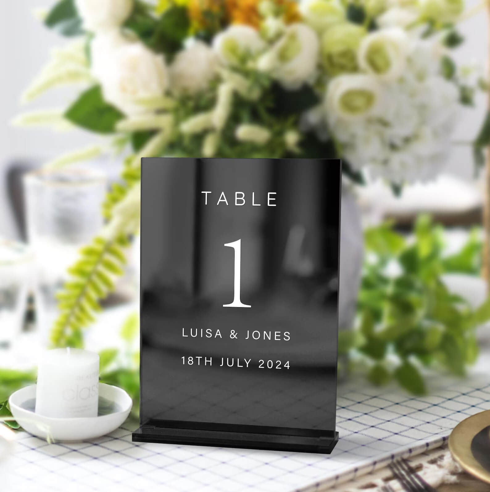 Mirror Square Acrylic Table Numbers - Elegant Wedding Table Numbers with Reflective Finish - giftyourways