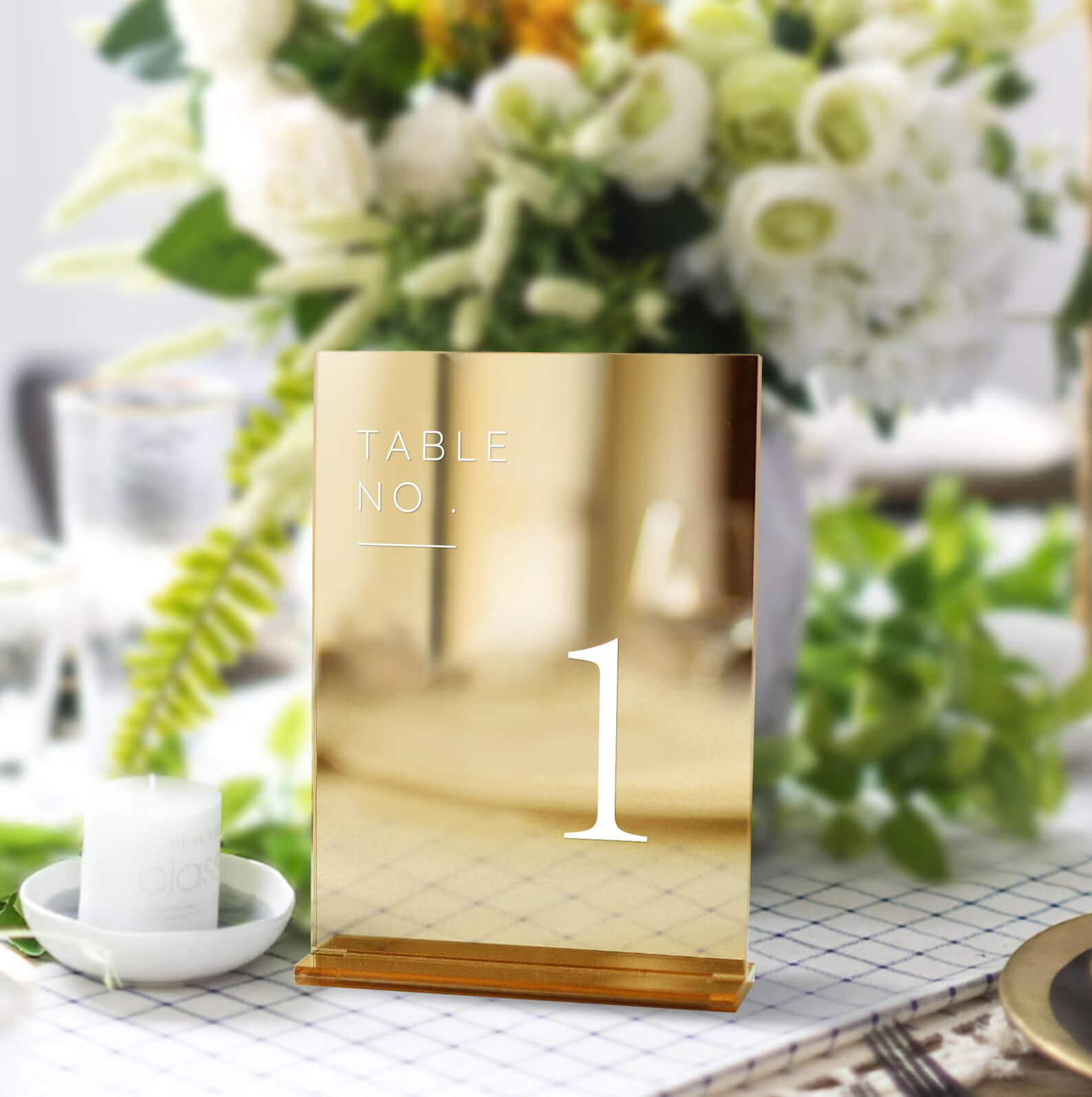 Mirror Square Acrylic Table Numbers - Elegant Wedding Table Numbers with Reflective Finish - giftyourways