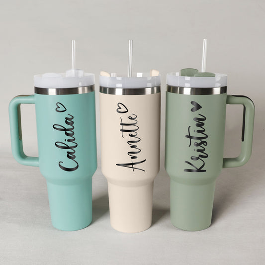Personalized 40oz Tumbler with Name & Heart - Daily use & Bachelorette Party Gift - giftyourways