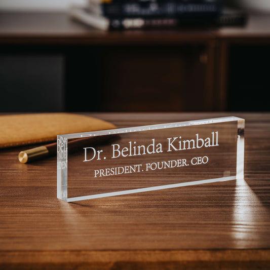 Personalized Acrylic Desk Name Plate – Custom Nameplate for Office or Workspace - giftyourways