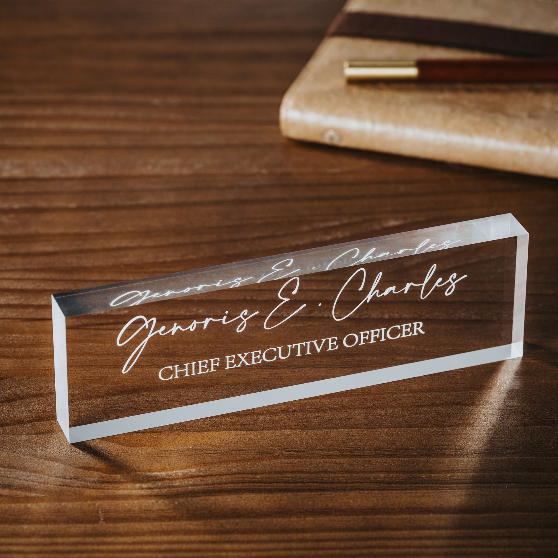 Personalized Acrylic Desk Name Plate – Custom Nameplate for Office or Workspace - giftyourways