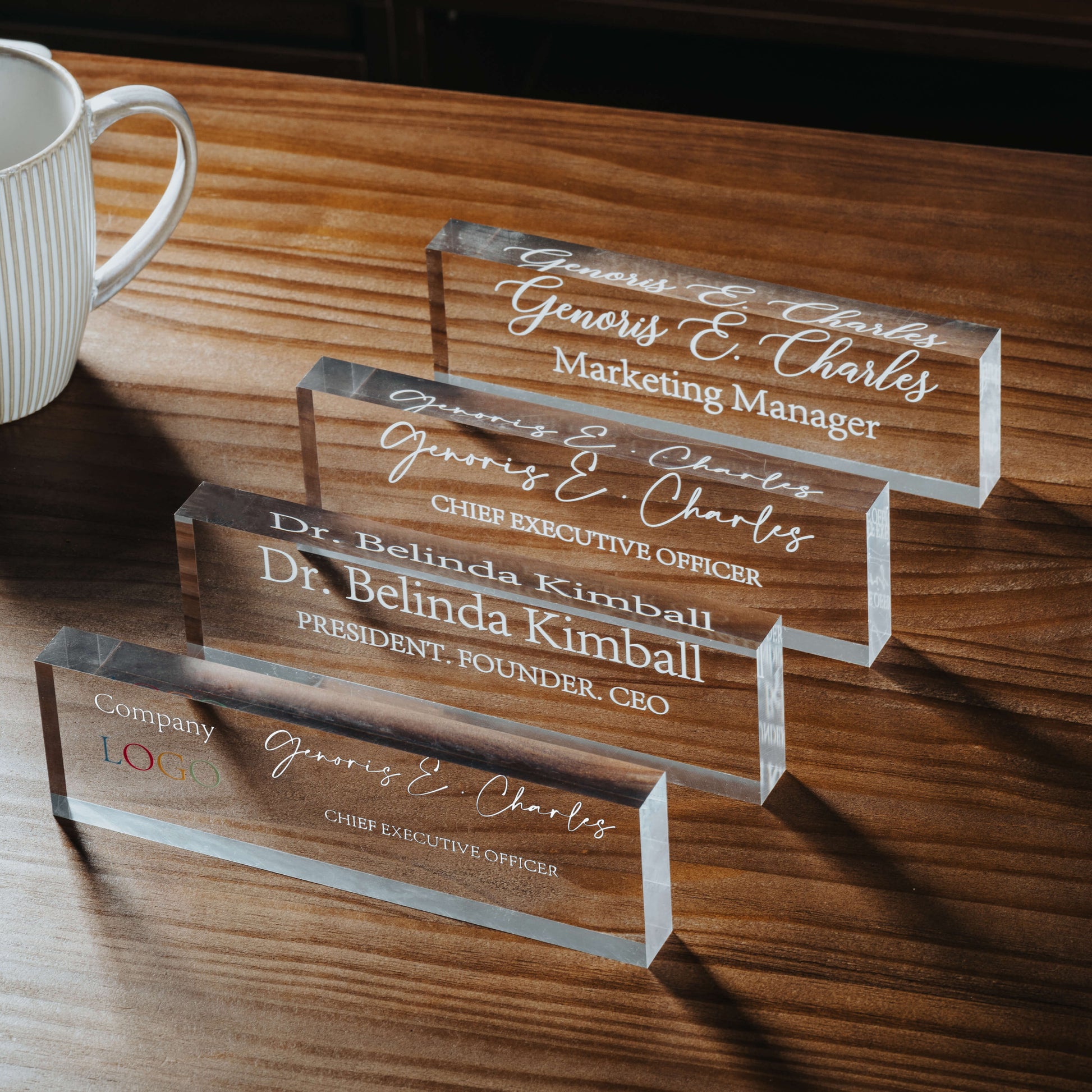 Personalized Acrylic Desk Name Plate – Custom Nameplate for Office or Workspace - giftyourways