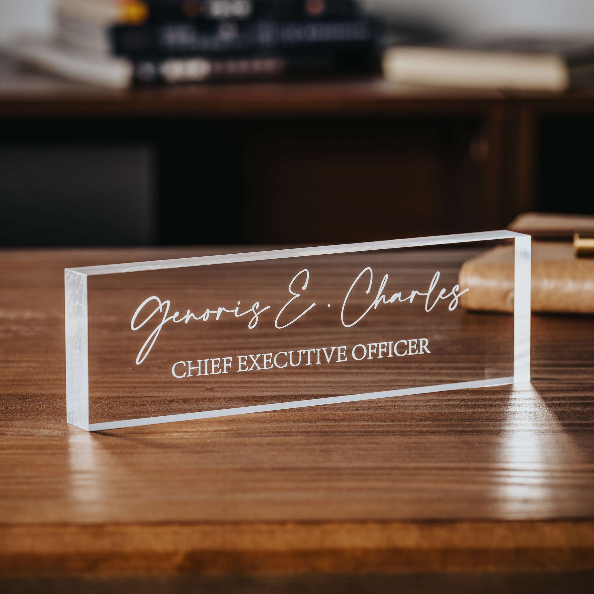 Personalized Acrylic Desk Name Plate – Custom Nameplate for Office or Workspace - giftyourways