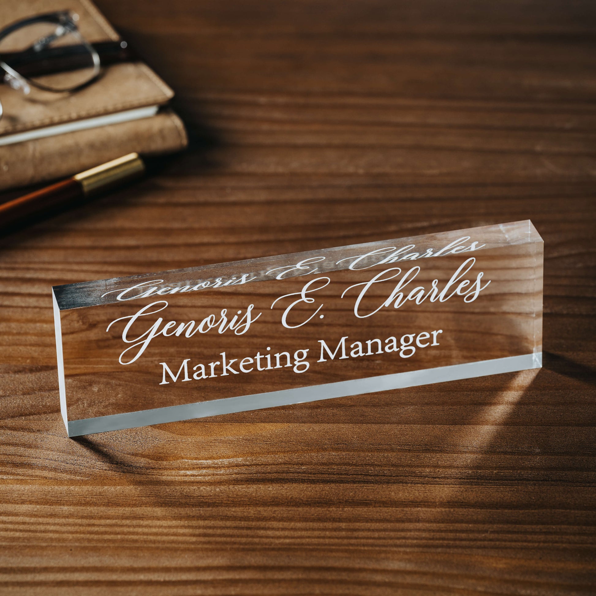 Personalized Acrylic Desk Name Plate – Custom Nameplate for Office or Workspace - giftyourways